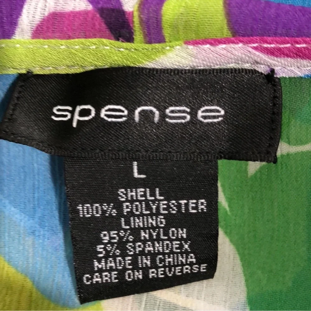 Spense womens Floral, Feminine Ruffle Neck Shear Blouse Sz L - Picture 2 of 6